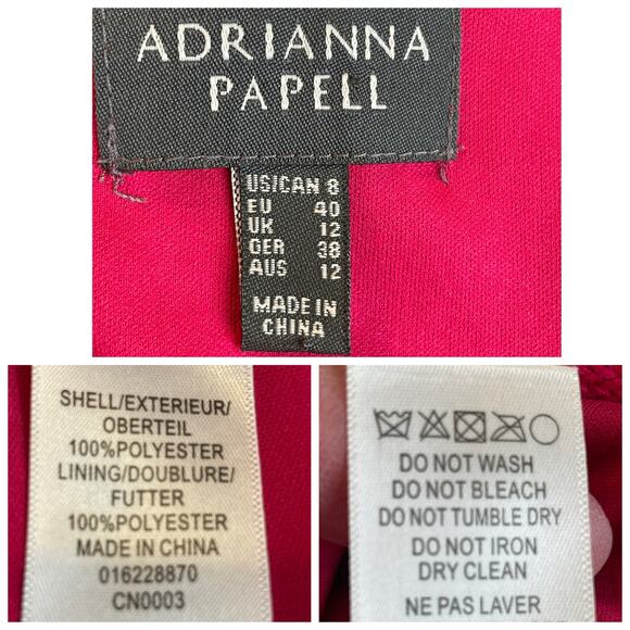 Adrianna Papell Bright Pink Lace Overlay Sleeveless Career Party Sheath Dress 8 - Picture 8 of 9